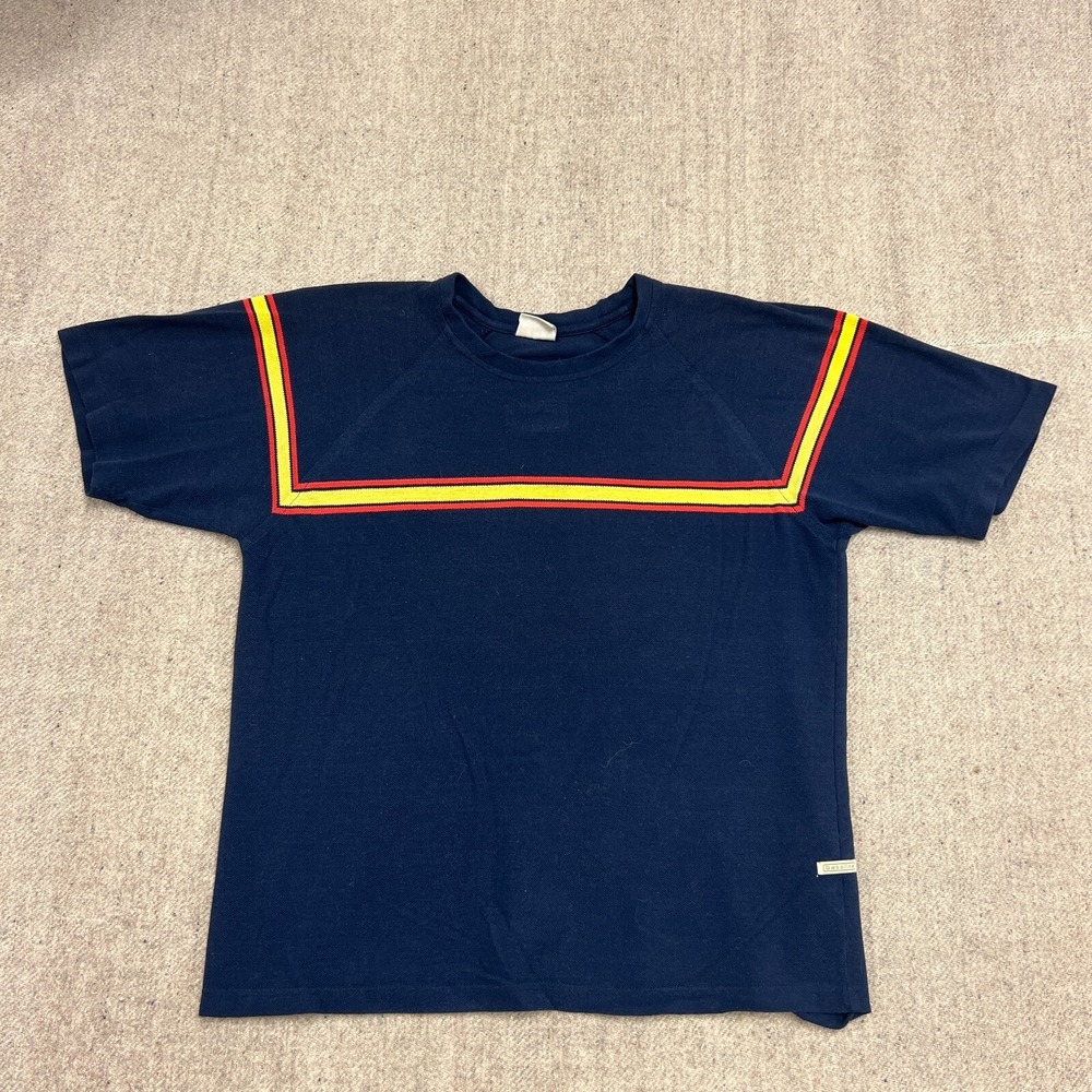Vintage Gasoline Shirt‎ Mens Medium Blue 2000s Y2K Striped Ribbed